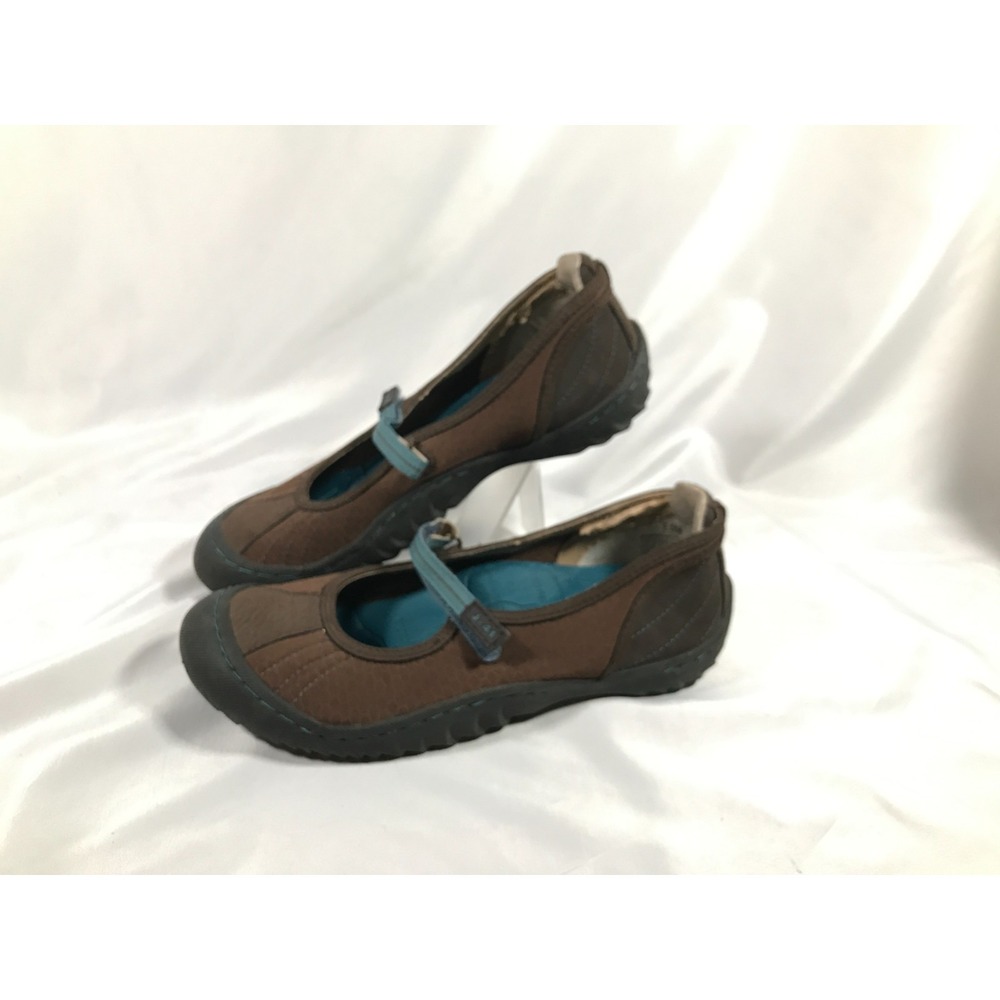 J-41 Adventure On Womens 7.5M Brown Teal Mary Jane Flat Athletic Comfort Shoes